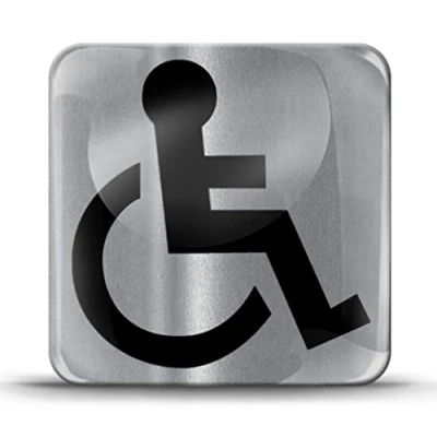 Image of Biomar Labs® 1 x 3D Silicone Sticker Decal Disabled Silver Handicapped Driver Sign Symbol Badge Mobility Wheelchair Parking Car Motorcycle Home Window Truck Door KS 182