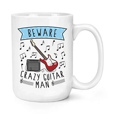 Image of Beware Crazy Guitar Man 15oz Large Mug Cup