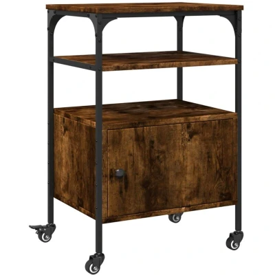 Image of vidaXL Printer Stand 3 Tier Smoked Oak 50x40x76 cm Engineered Wood