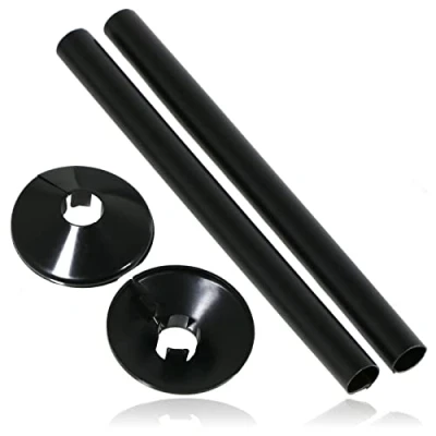 Image of SPARES2GO Radiator Pipe Covers Shroud Collars Sleeve Black 15mm x 200mm