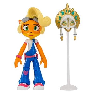 Image of BANDAI Crash Bandicoot Action Figures Coco With Mask 11cm Toy And Stand Accessories Collectable As Merchandise Video Game Gifts,Blue,white