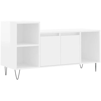 Image of vidaXL High Gloss White TV Cabinet with Ample Storage, Durable Engineered Wood Material, Modern Style for Living Room and Bedroom