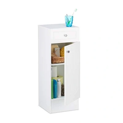 Image of Relaxdays Bathroom Standing Cabinet, Cupboard with Drawer for the Bathroom, MDF, HWD: 80 x 30.5 30.5cm, White