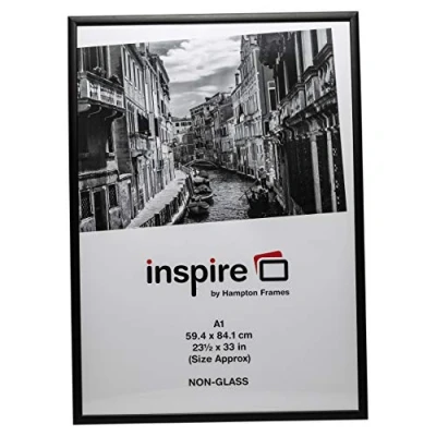 Image of Hampton Frames BLACKWOOD Pine Poster Certificate Photo Frame Acrylic (Non Glass) Black A1 (59x84cm) PAWFA1BBLKX