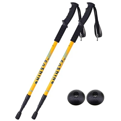 Image of 2 X Hikehobby® Antishock With Handle Trekking Walking Hiking Stick Pole (yellow)