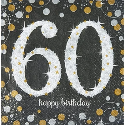 Image of (PKT) Adult Gold Celebration 60th Luncheon Napkins 16 Pack