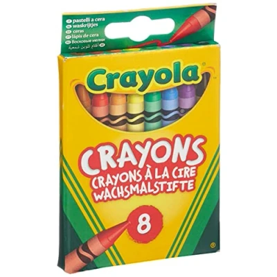 Image of CRAYOLA Wax Colouring Crayons Assorted Colours (Pack of 8), A Must Have for All Kids Arts and Crafts Sets, Ideal Aged 3+