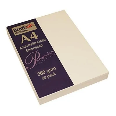 Image of Craft UK 2484 Acquerello Linen Embossed 50 Sheets
