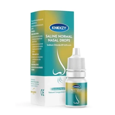 Image of Knoxzy Saline Nasal Drops Suitable for Children Instant Relief Blocked Nose &amp; Sinuses (10ml) (10 ml, 1, Count)
