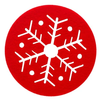Image of BWG Red Felt Christmas Coasters With Snowflake Design Set of 8
