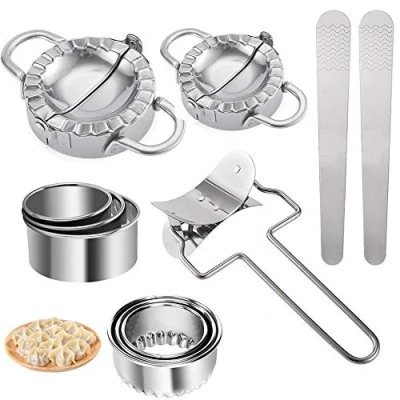 Image of Dumplings Maker Set, 11 PCS Stainless Steel Ravioli Dumpling Machine of Pie Pastry Press Mould Stuffing Spoon, Tool for Home Kitchen