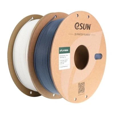 Image of eSUN Upgraded Matte PLA Filament 1.75mm, 3D Printer Filament, Shine Free Color, Frosted Texture, 1KG per Spool, 2 Spools for Printers, Milky White and Deep Grey