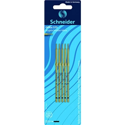 Image of Schneider Office 575 bille Pointe Ink Pen, Medium, Black Ink, Set of 5 in Blister Pack