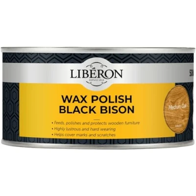 Image of Liberon 500Ml Medium Oak Wax Polish Black Bison (Paste)
