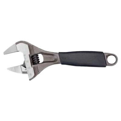 Image of Bahco BAH9031RTUS Ergo Big Mouth Adjustable Wrench Thin Jaw Wide with Rubber Handle 8 Inch Black Phosphate Finish
