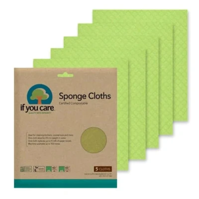 Image of If You Care 100% Natural Sponge Cloths, 5 Count