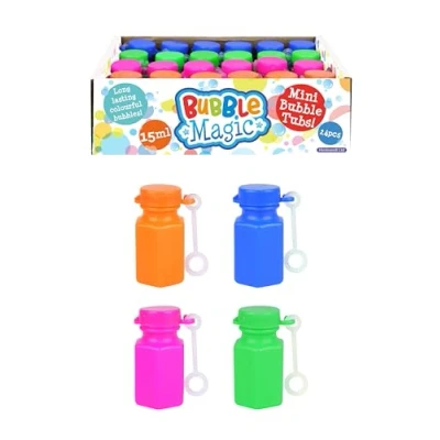 Image of Henbrandt 12 x Mini Bubble Tubs with Wands 15ml Magic Party Bubbles Kids Toys Summer Fun Outdoor Game Favour Loot Bag Fillers Games for Girls and Boys Bags