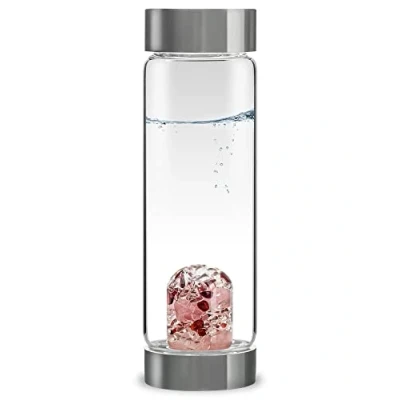 Image of VitaJuwel ViA LOVE Crystal Water Bottle with Rose Quartz, Garnet &amp; Clear Quartz Harmony, Affection
