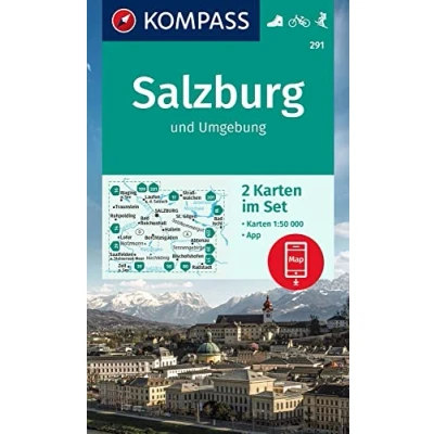Image of KOMPASS Wanderkarten Set 291 Salzburg und Umgebung (2 Karten) 1:50.000: inklusive Karte zur offline Verwendung in der App. Fahrradfahren. Skitouren.