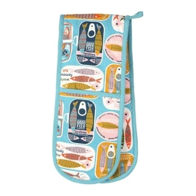 Image of Dexam Sardines Double Oven Glove Blue