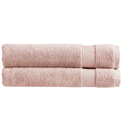 Image of Christy Refresh Pink Bath Towels Set of 2 Quick Dry Tonal and Stylish Soft Plush Large Bathroom Absorbent Shower 100% Cotton 550GSM Machine Washable Dusty