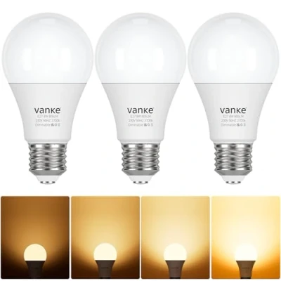 Image of E27 Dimmable Bulb, 8W (Equivalent to 60W), Warm White 2700K, 806 Lumen Edison LED Light Energy Saving Screw in Pack of 3