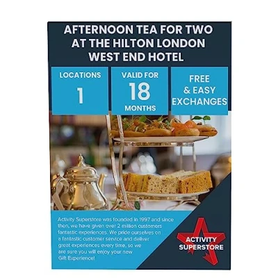 Image of Activity Superstore Afternoon Tea for Two at the Hilton London West End Hotel Gift Experience Voucher, Days, Food Experiences, Couples Gifts, Wedding Gifts