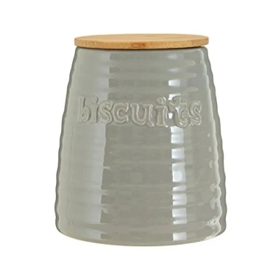 Image of Premier Housewares Biscuit Ceramic Kitchen Storage Jars Grey Cookie for Biscuits Canisters The Tea Coffee Sugar and