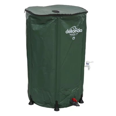 Image of Dellonda Collapsible PVC Garden Water Butt with Zipped Lid &amp; Drain Tap 250L