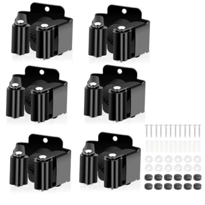 Image of JJiaoLinin Mop Broom Holder,6 Pieces Wall Mounted Clips Tools Hangers with Screws Grab Holder for Bathroom Kitchen Office Closet Garden Garage