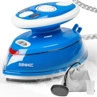 Image of Duronic Travel Iron SI3 BE Mini Iron, 35ml Tank, Steam 400W Lightweight Portable Compact, Variable Heat Settings For Holiday Quilting Patchwork Applique Craft Blue
