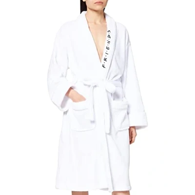 Image of Friends Central Perk Ladies Bathrobe Fleece Dressing Gown, White, One size