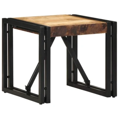 Image of vidaXL Coffee Table 40x40x35cm Solid Mango Wood/Iron, Industrial Square for Living Room/Bedroom, Brown Finish