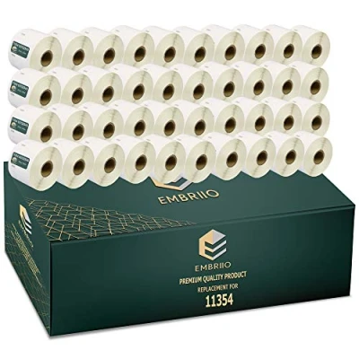 Image of EMBRIIO 11354 S0722540 Set of 40 Label Rolls Replacement for Dymo LabelWriter 4XL 450 400 330 320 310 Duo/Turbo/Twin Turbo Seiko SLP 430 420 410 200 100, 57mm x 32mm