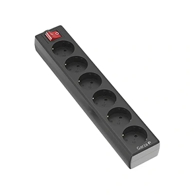 Image of Garza Reiher 430054 power base loose without cable 6 Schuko sockets, with switch, colour, black, medium