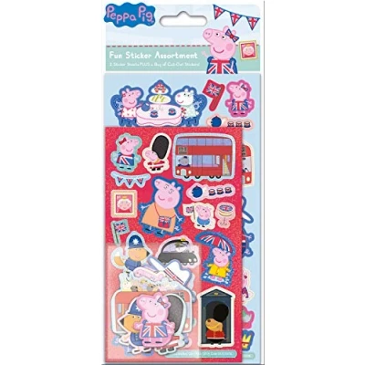 Image of Paper Projects 01.70.31.012 Peppa Pig Glorious Britain Assorted (3 Types of Stickers), Blue, 24.5cm x 11cm
