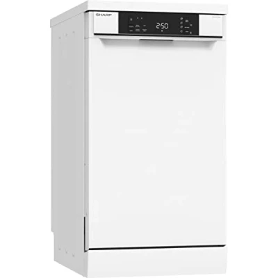 Image of SHARP QW NS1CF49EW EN, 45 cm Freestanding, Dishwasher, 10 Place Settings, 2 Racks, Half Load Options, Active Drying, White Colour