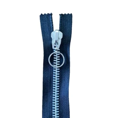 Image of 12 Inch Closed End Metal Zip Silver Teeth Choice of Pullers (Circle Puller)