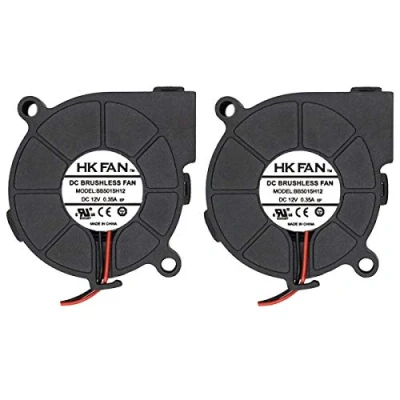 Image of 2pack 50mm x 15mm 5015 12V Dual Ball Bearing DC Brushless Cooling Blower Fan with 2 Pin Terminal