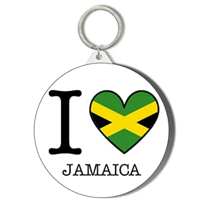 Image of Gift Insanity I LOVE JAMAICA FLAG HEART SHAPED OWN LANGUAGE 45mm Keyring