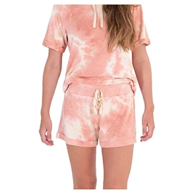 Image of Hurley Women&#039;s W Cozy Rolled Hem Shorts, Coral Almond Dreamy Tie Dye, M