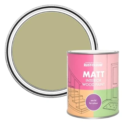 Image of Rust Oleum Green Interior Wood Paint in Matt Finish Sage 750ml