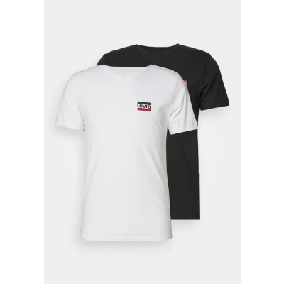 Image of Levi&#039;s Crewneck Graphic 2 PACK Basic Tshirt, Men&#039;s, Size: XS, White/mineral black