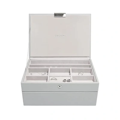 Image of Stackers Pebble Grey Classic Jewellery Box, Set of 2