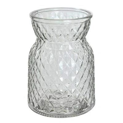 Image of Textured Clear Glass Flower Bud Vase Jar Home Decoration Decor Ornament