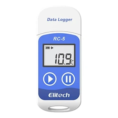 Image of Temperature Data Logger, Elitech RC 5 Reusable Recorder, USB 2.0, 32000 Points, Software for Mac and PC with Calibration Certified