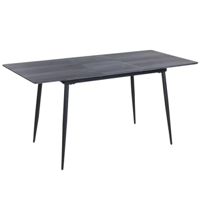 Image of Modern Extending Dining Table 120/160 x 80 cm Kitchen Furniture MDF Top Steel Legs Grey and Black Gelanda