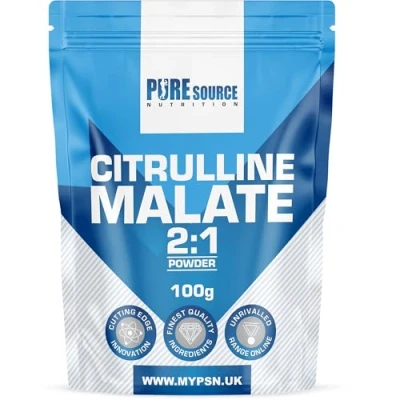 Image of Citrulline Malate Powder 2:1 Non Stim Pre Workout Supplement, Nitric Oxide Booster Amino Acid L Caffeine Free by Pure Source Nutrition (100g)