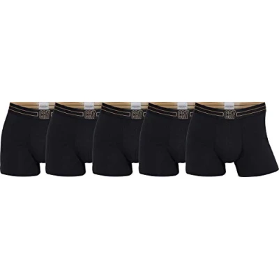 Image of Mens 5 Pack CR7 Cotton Trunks Black/Gold Small