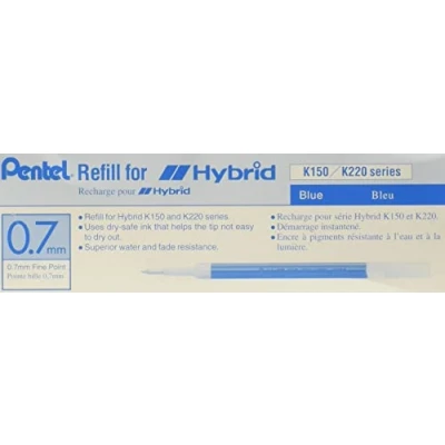 Image of Pentel KFR7 Refill for Hybrid Gel Roller Pen Pack of 12 Blue
